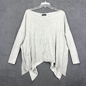 KLD Sweater Womens Small Gray Tunic Boxy Oversized raw‎ hem dolman sleeve